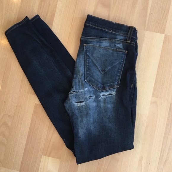 Hudson Jeans Denim - Hudson Womens Dark Denim Stretch Distressed Jeans